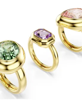 Anello con motivo Gema, Set (3), Multicolore, Finitura oro 18K 50-55 - Swarovski - FashionsVida