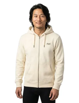 Felpa Con Zip Essential Logo Dusty White XL - Superdry - FashionsVida