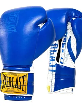 Gants De Boxe En Cuir Synthétique 1910 Sparring Hook&loop Blue 14 oz - Everlast - FashionsVida