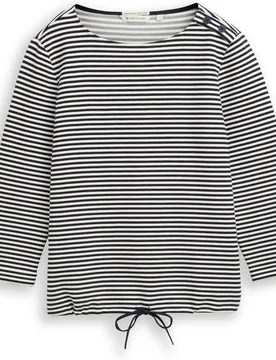Camiseta de manga larga de mujer con cuello redondo y diseño de rayas - Tom Tailor - FashionsVida