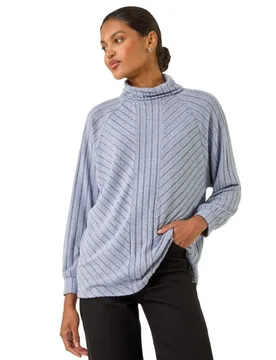 Womens Textured Stripe Cowl Neck Top - Sky Blue - Size 18 Uk - Roman - FashionsVida