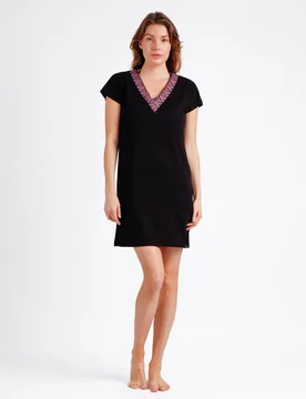 Vestido de manga corta de punto viscosa corto - Admas - FashionsVida