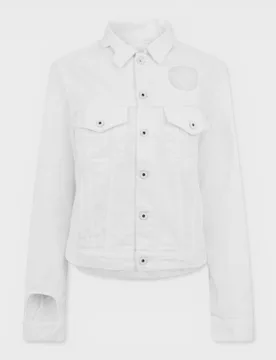 Womens Meteor Hole Jacket White Cotton - Size Small - OFF-WHITE - FashionsVida