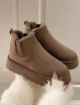 Winter Women Short Plush Warm Snow Boots Casual Shoes New Suede Fur Chelsea Ankle Boots Flats Platform Ladies Shoes Botas - Aliexpress - FashionsVida