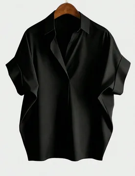 Camisa de vacaciones casual y versátil de diseño minimalista de manga corta de unicolor para verano en talla grande 3XL - Shein - FashionsVida