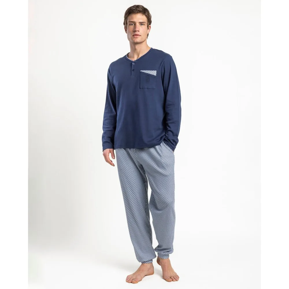 Pijama completo largo de hombre de punto de algodón - Admas - FashionsVida