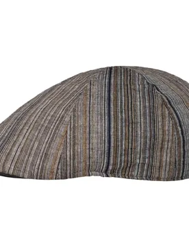 Linen Rayon Gatsby Flat Cap by - brown - Size: L (58-59 cm) - Lipodo - FashionsVida