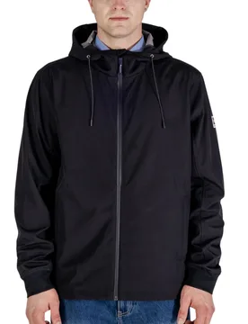 Mens Active Hooded Stretch Windbreaker Black Jacket - Size Large - Aquascutum - FashionsVida