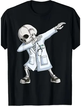 Dabbing Skeleton Doctor Graphic Tee Medical Nurse Halloween Costume T-Shirt Soft Cotton Daily Wear - Aliexpress - FashionsVida