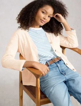 Cotton Rich V-Neck Button Front Cardigan Natural female - White stuff - FashionsVida
