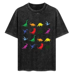 Fun Dinosaur Pattern (Black Background) T-Shirt Casual Work Wear T-Shirt