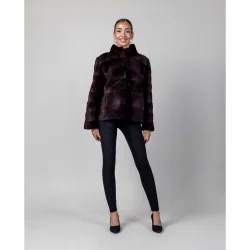 Chaqueta de mujer de pelo de castor rasado con cuello levantado