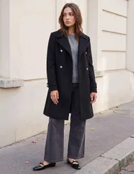 Petite Double Breasted Tailored Coat Black female