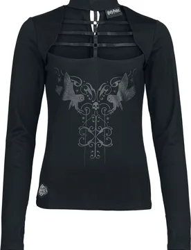 Langarmshirt - Dark Academia Nocturnal Stroll with Owls - S bis XXL - für Damen - Größe L - schwarz - EMP exklusives Merchandise! - Frauen - female - Harry Potter - FashionsVida
