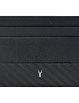 Tarjetero plano de hombre en piel vacuna grabado carbono - Yanko - FashionsVida