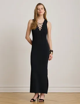 Vestido largo de punto con lazada - Lauren Ralph Lauren - FashionsVida