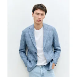 Chaqueta de hombre lino con cuadro gales