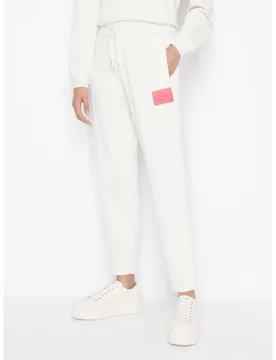 Womens White Square Logo Jogging Pant - Female - White - Large - Armani exchange - FashionsVida