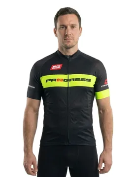 Maglia A Maniche Corte Team Black / Fluo - Progress - FashionsVida