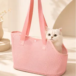 Pieza Bolsa de transporte de malla transpirable para mascotas, bolsa de hombro ligera y portátil para gatos & perros pequeños, bolso de mano para vi