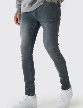 Herren Hohe Super Skinny Stretch Jeans Hosen Mid Grey Größe 36 - boohooMAN - FashionsVida