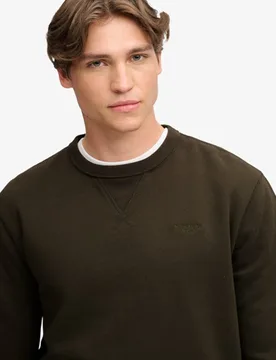 Superdry Herren Baumwolle Gesticktes Essential Stacked Logo Sweatshirt, Dunkelgrün, Größe: XXL - 74.99 - FashionsVida