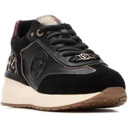 Zapatillas de piel de mujer con cordones y cuña