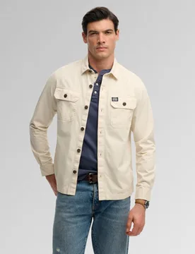 Superdry Herren Zweifach Taschen Overshirt Cream - Größe: L - 79.99 - FashionsVida