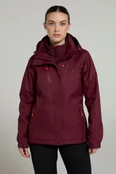 Bracken' Womens Extreme 3 In 1 Waterproof Jacket Warm Inner Fleece Winter Coat Burgundy Polyamide - Size 6 Uk