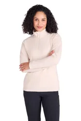 Women's Snowdon Fleece Top Quick Dry Half Zip Jumper in Light Beige Size: 16 - Light Beige - Size: 16