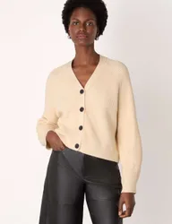Pure Cotton V-Neck Button Front Cardigan Ivory female