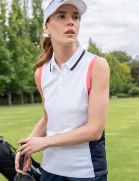 Classic Womens Golf Polo Vest - White - White - Size: 6 - Mountain Warehouse - FashionsVida