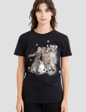 Women's Frozen Snow Bros With Kristoff & Sven T-Shirt, Black Size: Small - Black - Size: S - Disney - FashionsVida