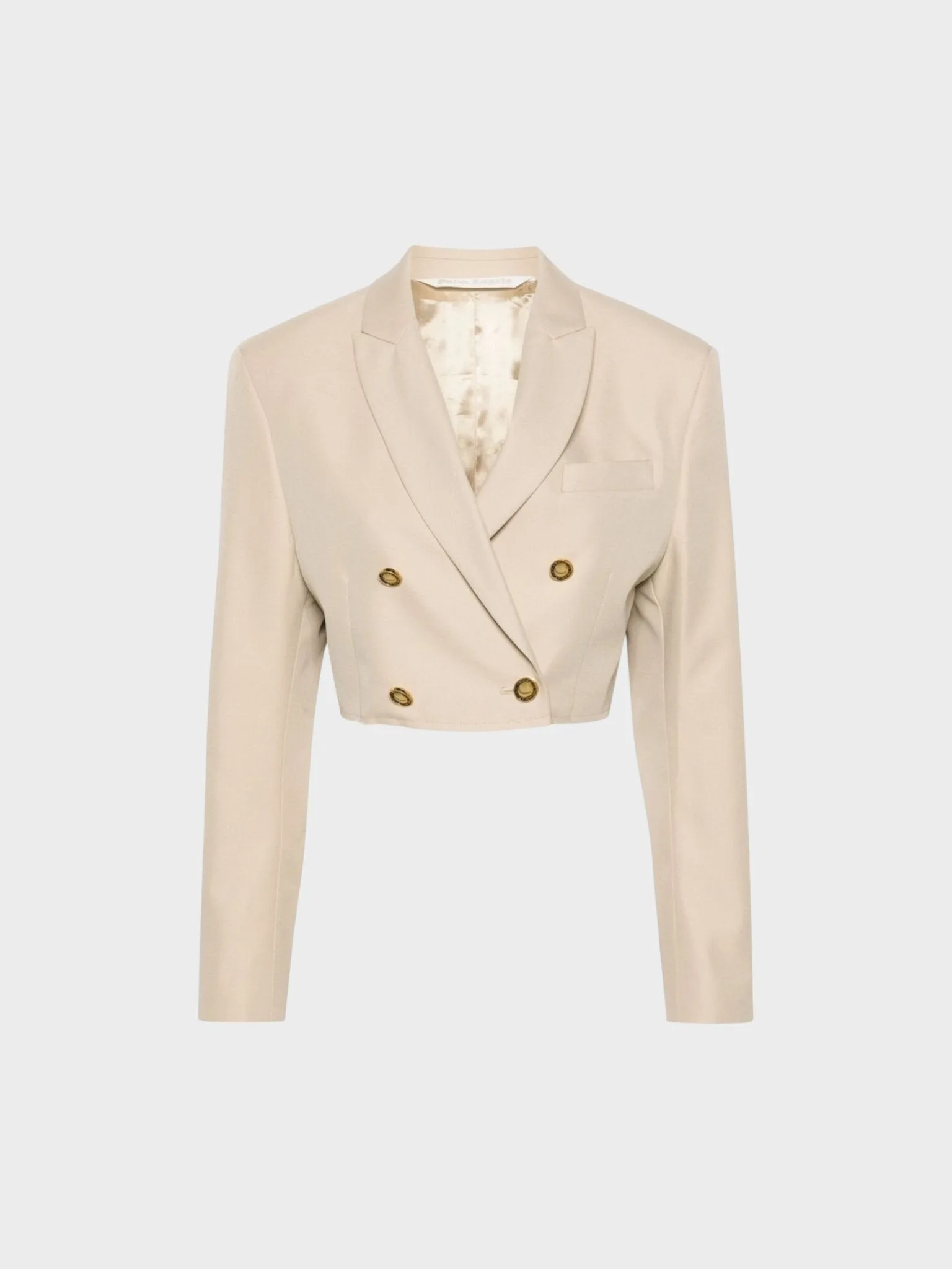 Womens Buttons Cropped Blazer Beige - Size Medium - Palm Angels - FashionsVida