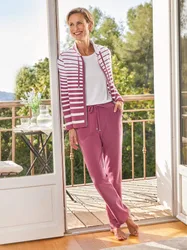 Streifen-Hausanzug Ottoman - Waldbeere-Weiß - female - Size: 38