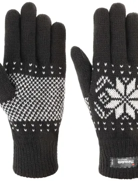 Snowflake Thinsulate Gloves by - black - Female - Size: S - Lipodo - FashionsVida