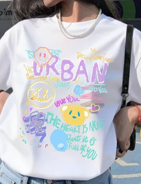 Camiseta de manga corta suave con estampado urbano de graffiti para adolescentes, top de estilo casual de calle para el verano - Shein - FashionsVida