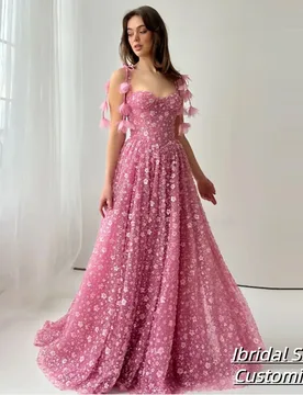 Customized Appliques Spaghetti Strap Prom Dress A-line Sleeveless vestidos de noiva Floor-length Evening Dresses - Aliexpress - FashionsVida