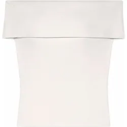 Top de mujer de punto elástico ceñido cuello Bardot