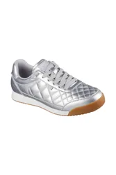 Women's BOBS BILLIE WILD COMFORT Quilted Faux Lace Sneaker Silver Size: 6 - Silver - Size: 6