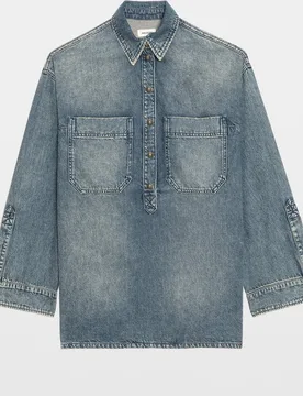 Zadig & Voltaire - Camisa denim de mujer oversize de manga larga - Zadig & Voltaire - FashionsVida