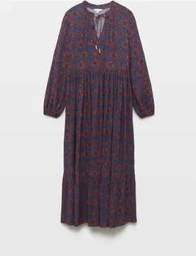 Vestido midi de manga larga - Southern Cotton - FashionsVida