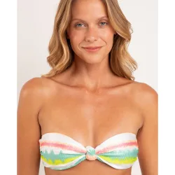 Top de bikini bandeau estampado con relleno