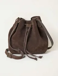 Suede Drawstring Bucket Bag Chocolate female