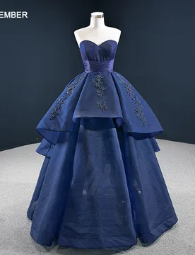 J67161 Jancember Blue Quinceanera Dresses Strapless Sleeveless Applique Beaded Tiered Prom Gowns вечернее платье Robe De Soiree - Aliexpress - FashionsVida