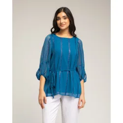 Blusa de mujer fluida con lazada