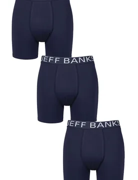 Mens 3 Pack Jeff Banks Plain Bamboo Trunks Navy / White S - Blue - Size: Small - SockShop - FashionsVida