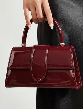 Bolso de mano de cuero PU de unicolor con efecto espejo, elegante bolso de negocios para mujer adecuado para el uso diario, citas, fiestas, bodas, eve - Shein - FashionsVida