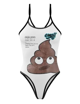 Emoji Deja Poo Swimsuit Light Brown L Women - OTSO - FashionsVida