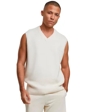 Gilet En Tricot Knitted White Sand 2XL Homme - Urban classics - FashionsVida